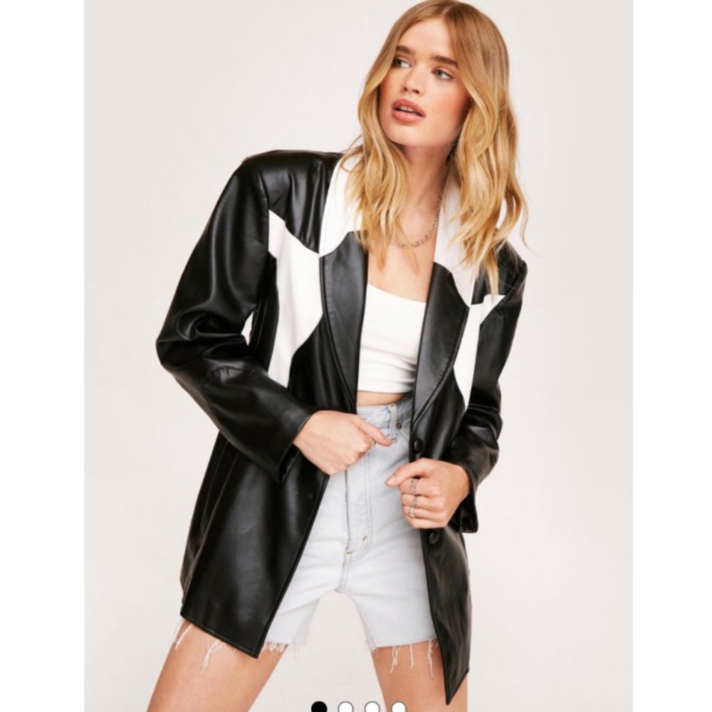 NWT Western Detail Oversized Faux Leather Blazer Size 6